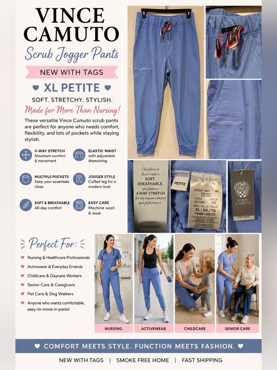 Vince Camuto Pants - Vince Camuto Light Blue Scrub Jogger Pants
